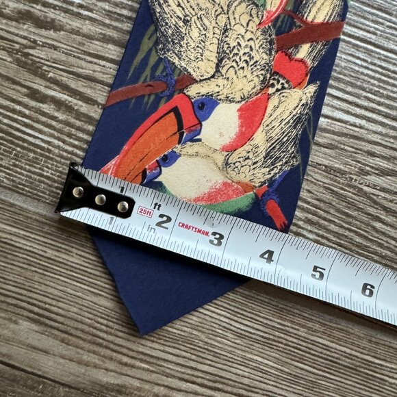2/$18 SALE! Perry Ellis Handmade Silk Tie Tropical Bird Design Mens Blue Birds - Picture 8 of 8